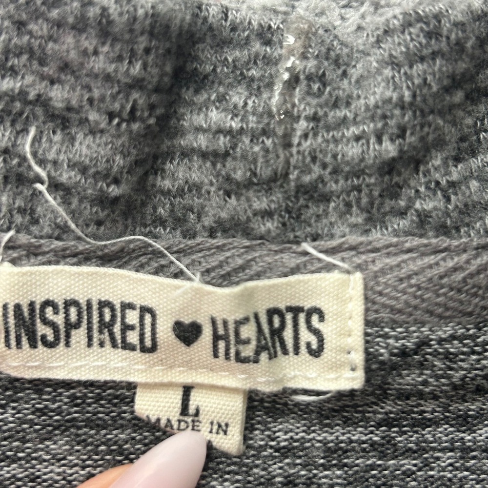 Inspired Hearts Cardigan‎ Waffle Knit Grey Large L Gorpcore Cabincore Minimalist - Picture 2 of 5